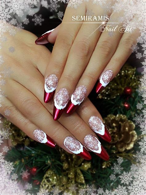 christmas nails chrome|french manicure christmas nails.